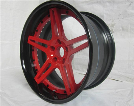 BC10 deep dish wheels Red center disk black lip & customization forged three piece wheels