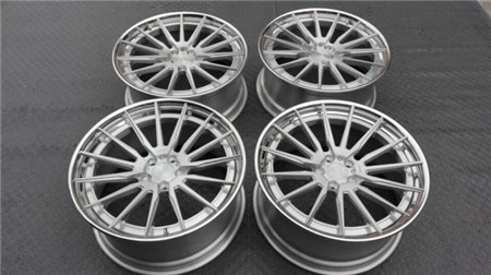 Forged Custom Wheels 3 Piece Structure Aftermarket Rims Staggered Polished Outer lip and Brushed Center Disk