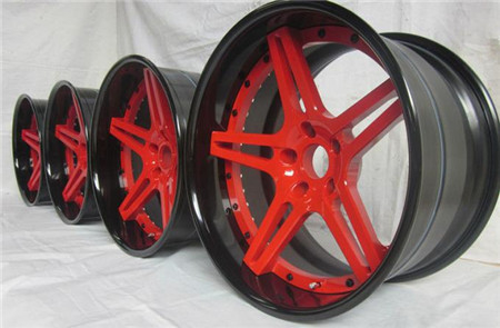 BC10 deep dish wheels Red center disk black lip & customization forged three piece wheels