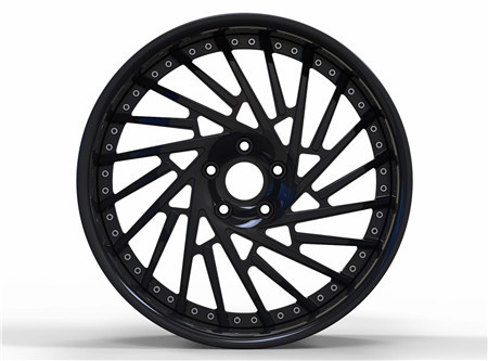 BBF14 Cheap deep dish Custom Forged 2 Piece Wheels Flat Lip Black Rims