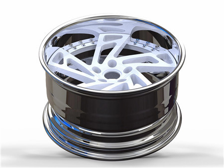BC64 Cheap deep dish concave Forged 2 Piece Wheels chrome barrel white center