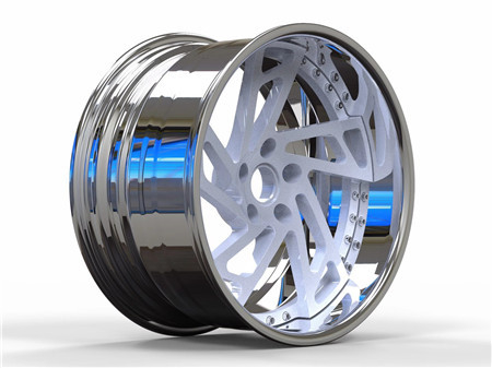 BC64 Cheap deep dish concave Forged 2 Piece Wheels chrome barrel white center