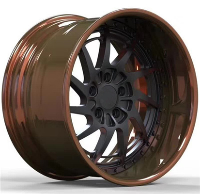 BC68 Cheap deep dish concave Forged 2 Piece Wheel Brown Barrel black Center