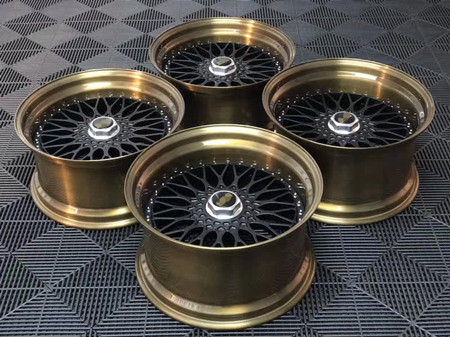 BC69 BBS deep dish concave Forged 2 Piece Wheel Golden Barrel black Center