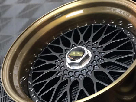 BC69 BBS deep dish concave Forged 2 Piece Wheel Golden Barrel black Center