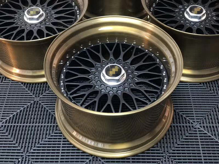 BC69 BBS deep dish concave Forged 2 Piece Wheel Golden Barrel black Center