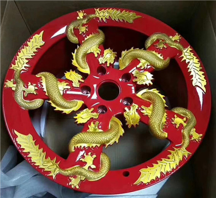 BA44 Custom Forged Wheels Five Dragons Twining on Spokes Golden and Silver