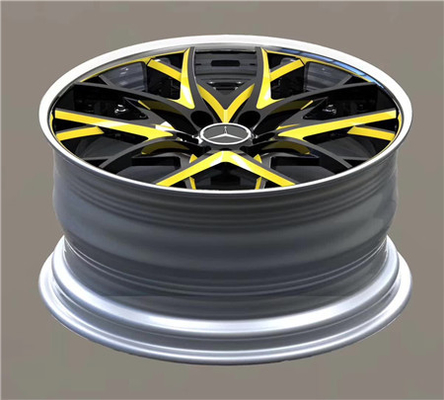 BBF15 Cheap Deep Dish Custom Forged 2 Piece Wheel Black yellow barrel