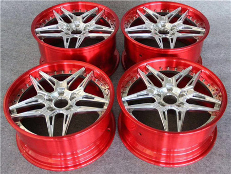 BBF17 Cheap BMW Custom Forged 2 Piece Wheels Pentagram Chrome barrel Red