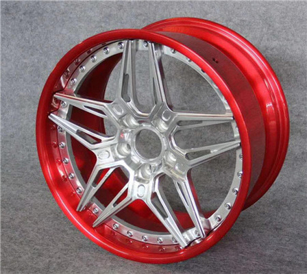 BBF17 Cheap BMW Custom Forged 2 Piece Wheels Pentagram Chrome barrel Red