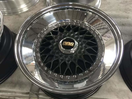 STL01 Like BBS Style 3-piece wheel Slant lip Golden Center Polish Rim