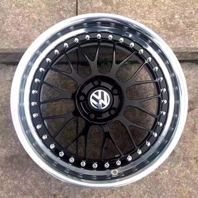 STL04 Like BBS Style wheel 2 piece rim Bright Black Step Lip Front Mount