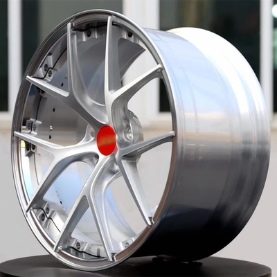 STL09 Like BBS Style 2-Piece Wheel Center Silver Flat Lip Polish Reverse Mount