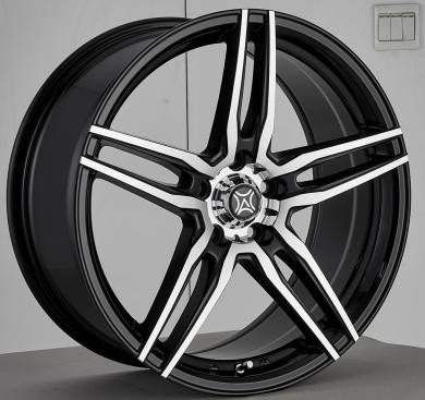 17 Inch Aftermarket Alloy Wheels Black Painted with Machined Face Aluminum A356 Five Split Spokes