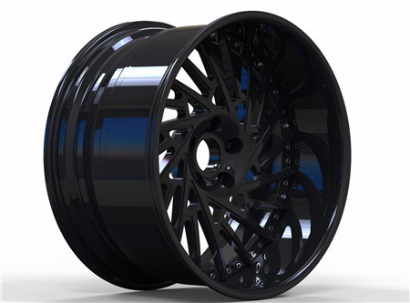 BBF14 Cheap deep dish Custom Forged 2 Piece Wheels Flat Lip Black Rims