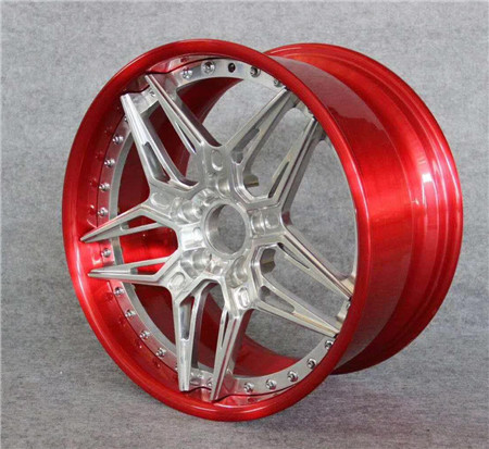 BBF17 Cheap BMW Custom Forged 2 Piece Wheels Pentagram Chrome barrel Red