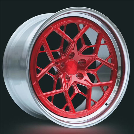 BBF18 Cheap Step Lip Rims Forged 2 Piece Wheels Red Center Polished barrel