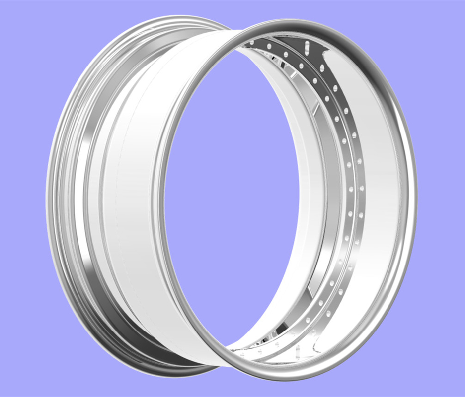 BBR03 2-Piece Rim Flat Lip Reverse Mount Barrel Aluminum 6061 18"-22" Ring screw hole